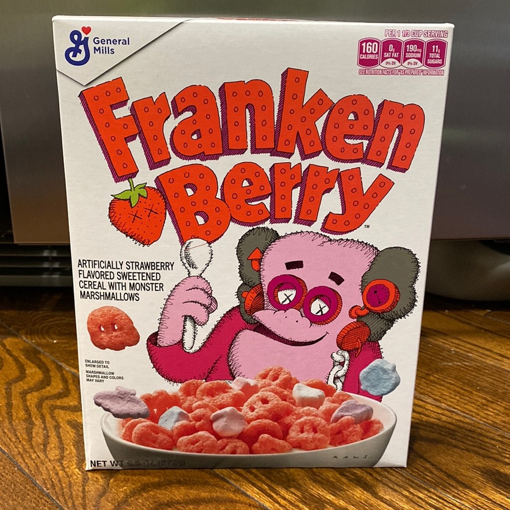 Kaws and Franken berry cereal collab